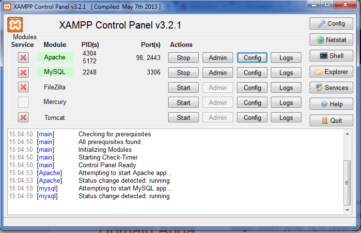 XAMPP berhasil jalan